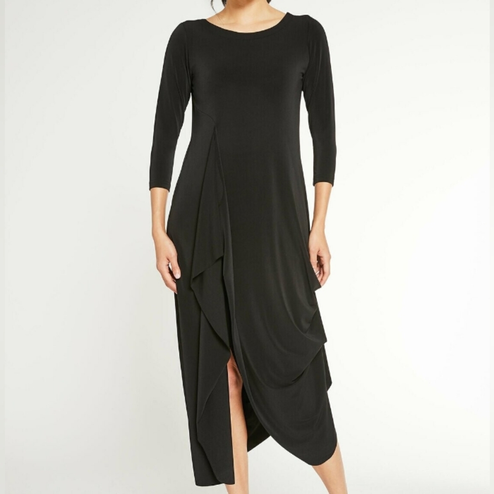 🇨🇦 SYMPLI black drama dress, 3/4 Sleeve size 6, NWT